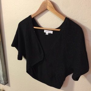 CK short sleeve shrug sweater- sparkly black -NWOT